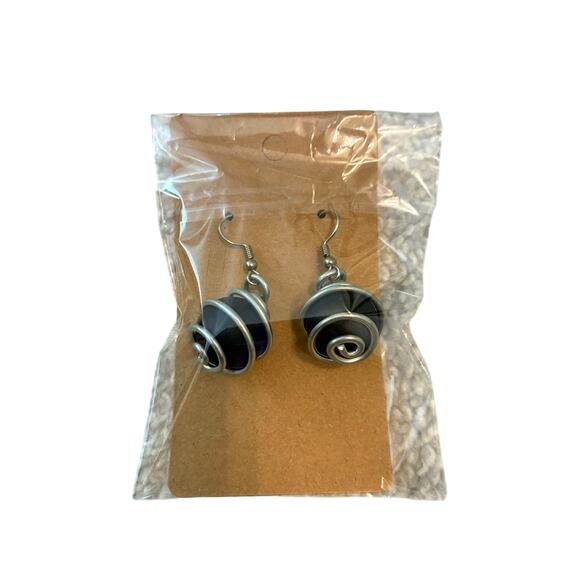 Miracle Pearl Earrings Silver Spiral Eclectic Hippie Women's O/S Retro Boho - Picture 1 of 5